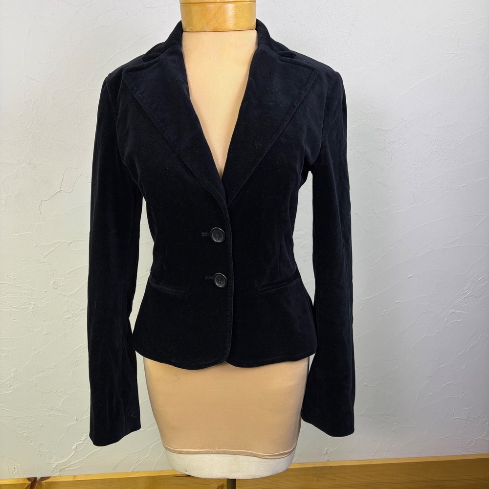 Vintage Express Velvet Blazer Women 2 Black Goth Dark Academia Whimsigoth Y2K